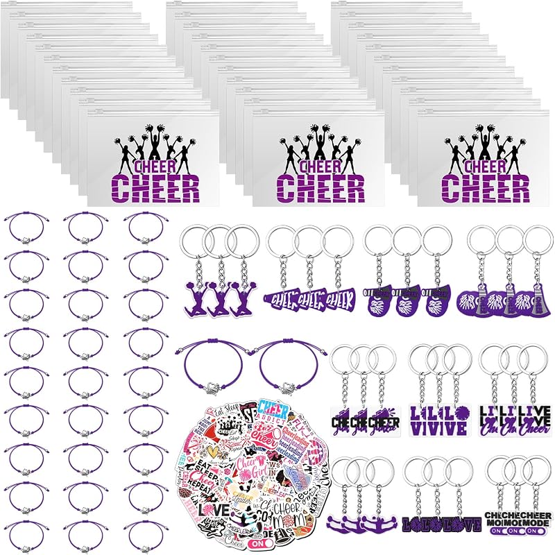 Huquary Kit com 30 necessaires, 30 pulseiras, 30 chaveiros e adesivos, Roxo, 91 unidades