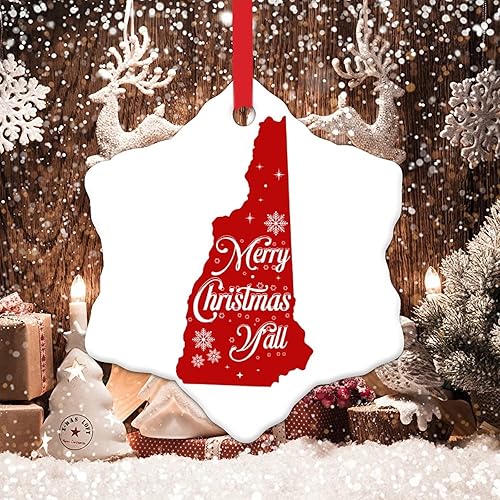 Miniatura 6 de New Hampshire Christmas Ornaments for Tree Merry Christmas YAll Xmas Tree Decorations USA State Porcelain Ceramic Christmas Ornament to Firends