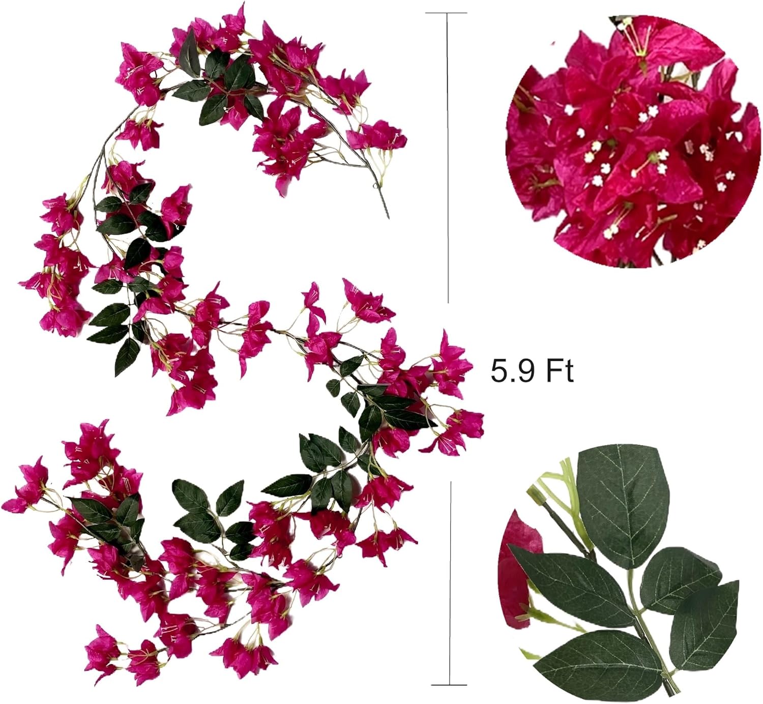 5.9 Ft Artificial Bougainvillea Flowers Garland Silk Bougainvillea Vines Faux Long Bougainvillea Vines for Wedding Arch Wall Decorations Centerpieces Table Runner (Violet - Pack of 2)