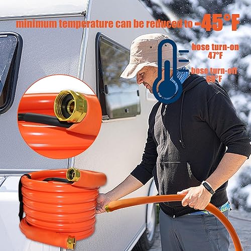Miniatura 4 de Manguera de agua potable calentada de 30 pies, soporta hasta -45 -45.4 F, diámetro interior de 58 pulgadas, manguera de agua calentada para