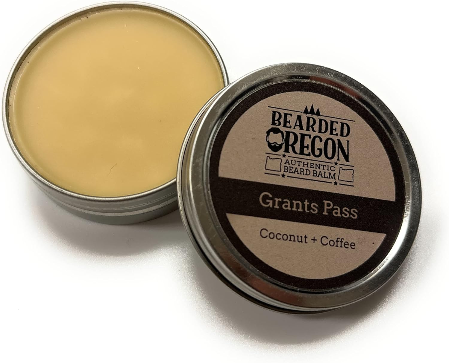 Bearded Oregon Beard Balm – Grants Pass Scent, 2 oz – Coffee, Coconut – All Natural Ingredients, Softens and Strengthens Beard, Strong Hold
