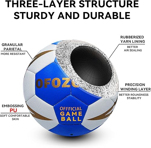 Miniatura 3 de OFOZOZEY - Balón de fútbol tamaño 5, paquete de dos unidades, fútbol clásico para interiores y exteriores con 1 bomba, 2 bolsas de red y 1 aguja, de