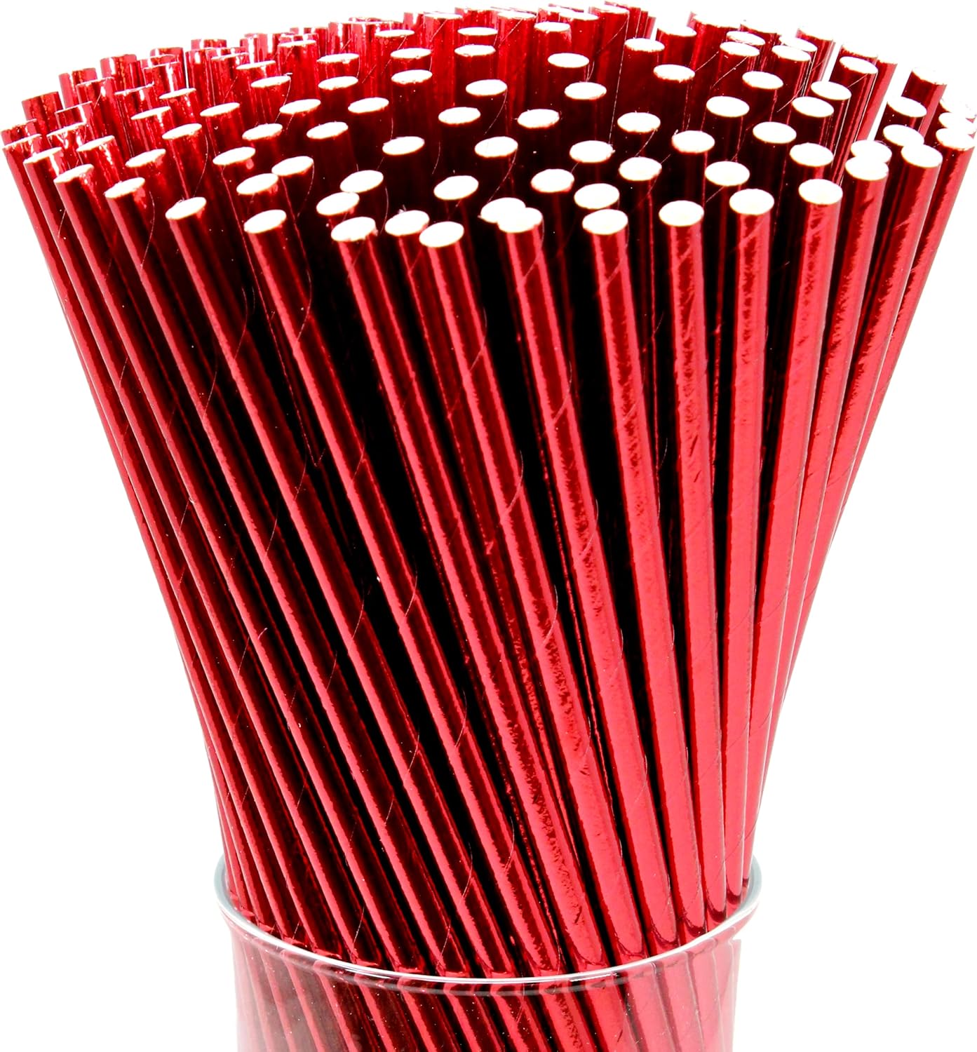 150-pack Biodegradable Metallic Red Paper Straws – Disposable Drinking Straws – Sticks for Cake Pops in Celebrations