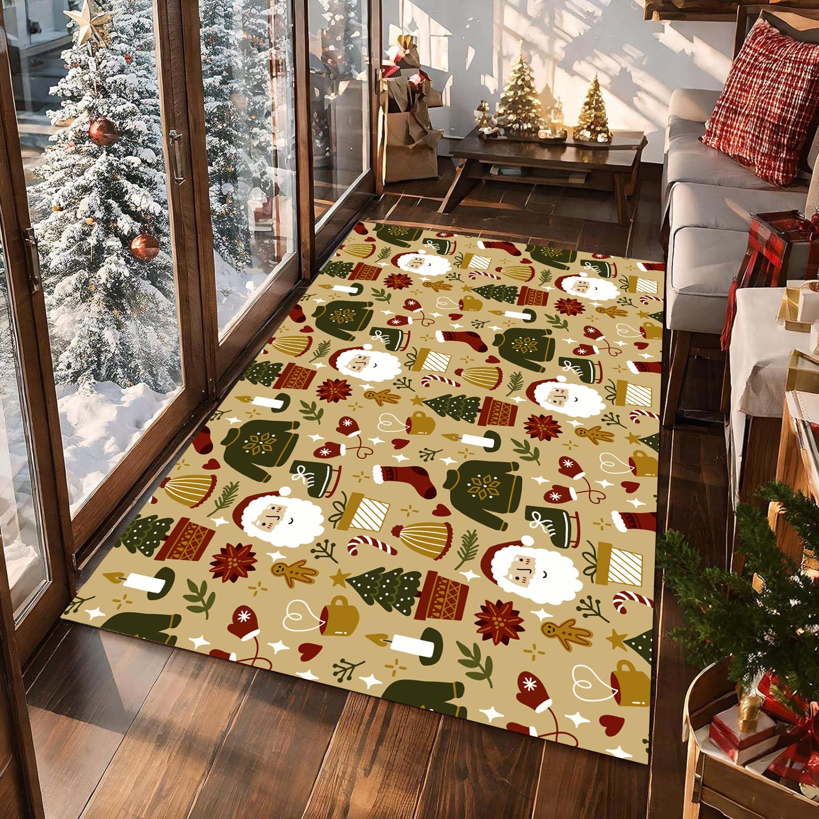 Amazon.com: Vintage Christmas Carpet Winter Holiday Pattern Area