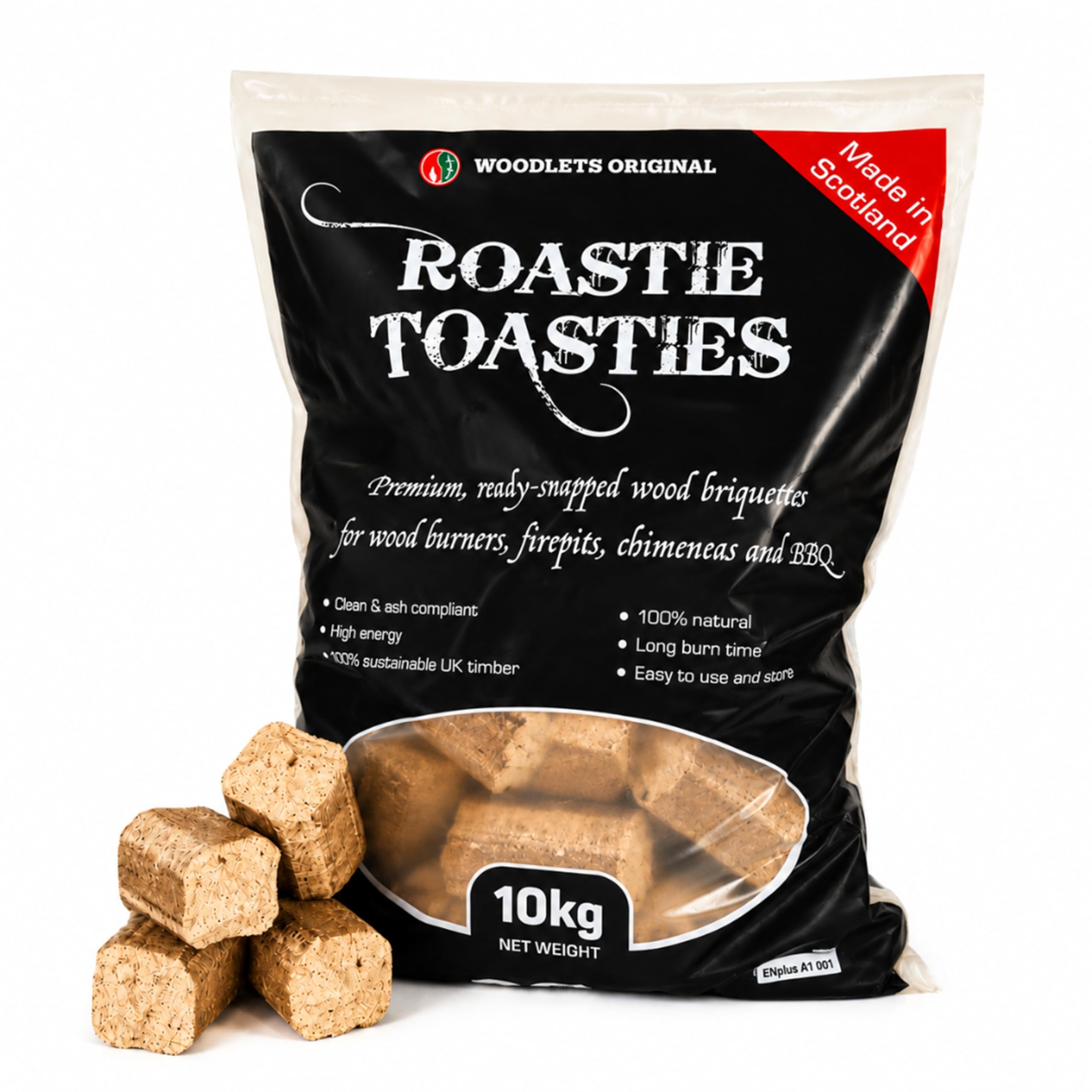 Roastie-Toastie Fire Heat Logs - Ultra Dry Compressed Fire Logs for Wood Burners, Open Fires, Multi-Fuel Stoves. Planet-Friendly Wood Briquettes. Made in Scotland. 20Kg
