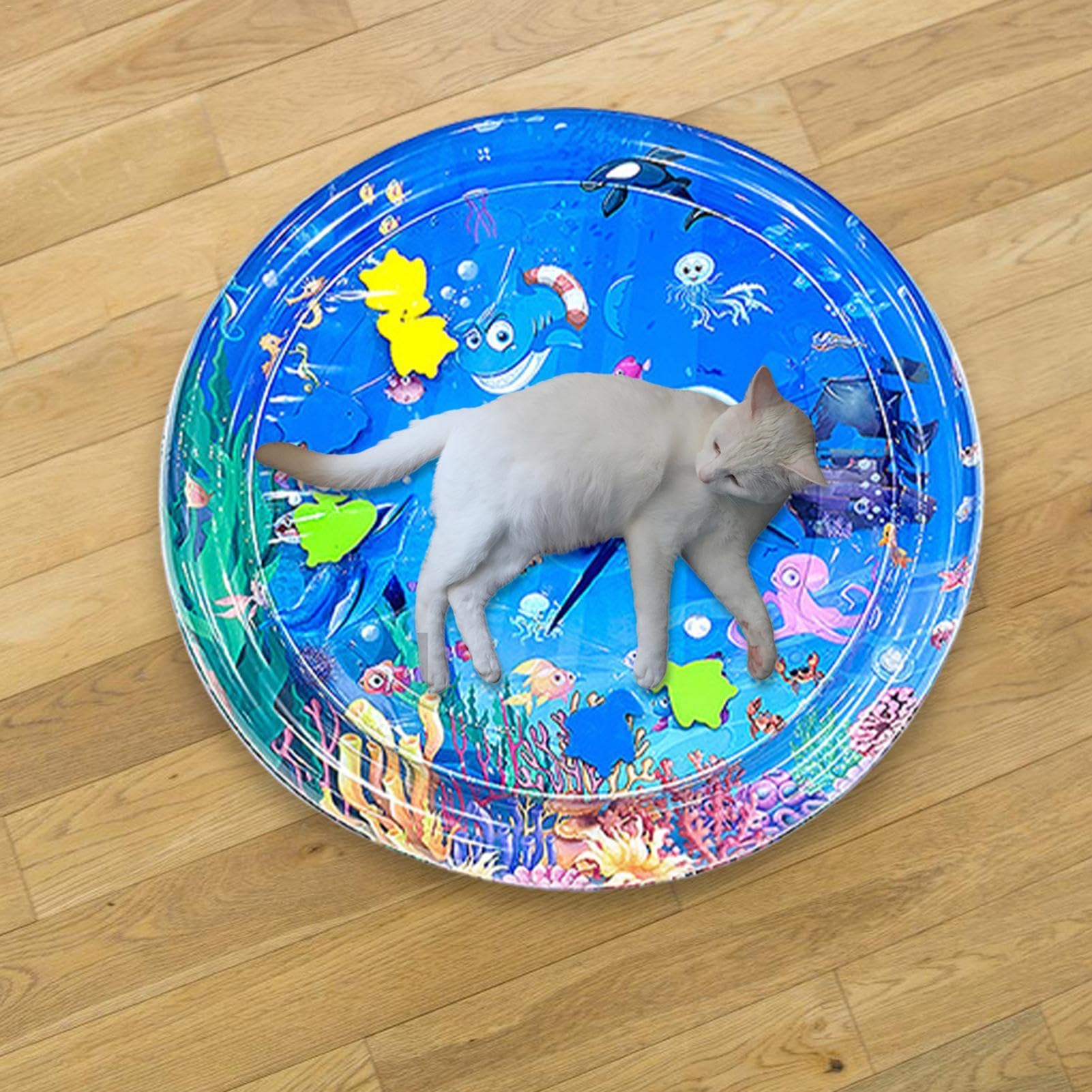 Katzen-Wassermatte Mit Fischen – Sensorisches Spielzeug Zum Kühlen, Für Katzen & Hunde, Einfach Mit Wasser Zu Füllen