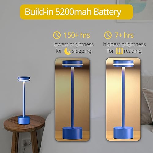 Miniatura 6 de Lámpara de noche ligera y portátil, recargable, regulable al tacto, lámpara de mesa inalámbrica para uso versátil en el hogar, dormitorio, hotel,