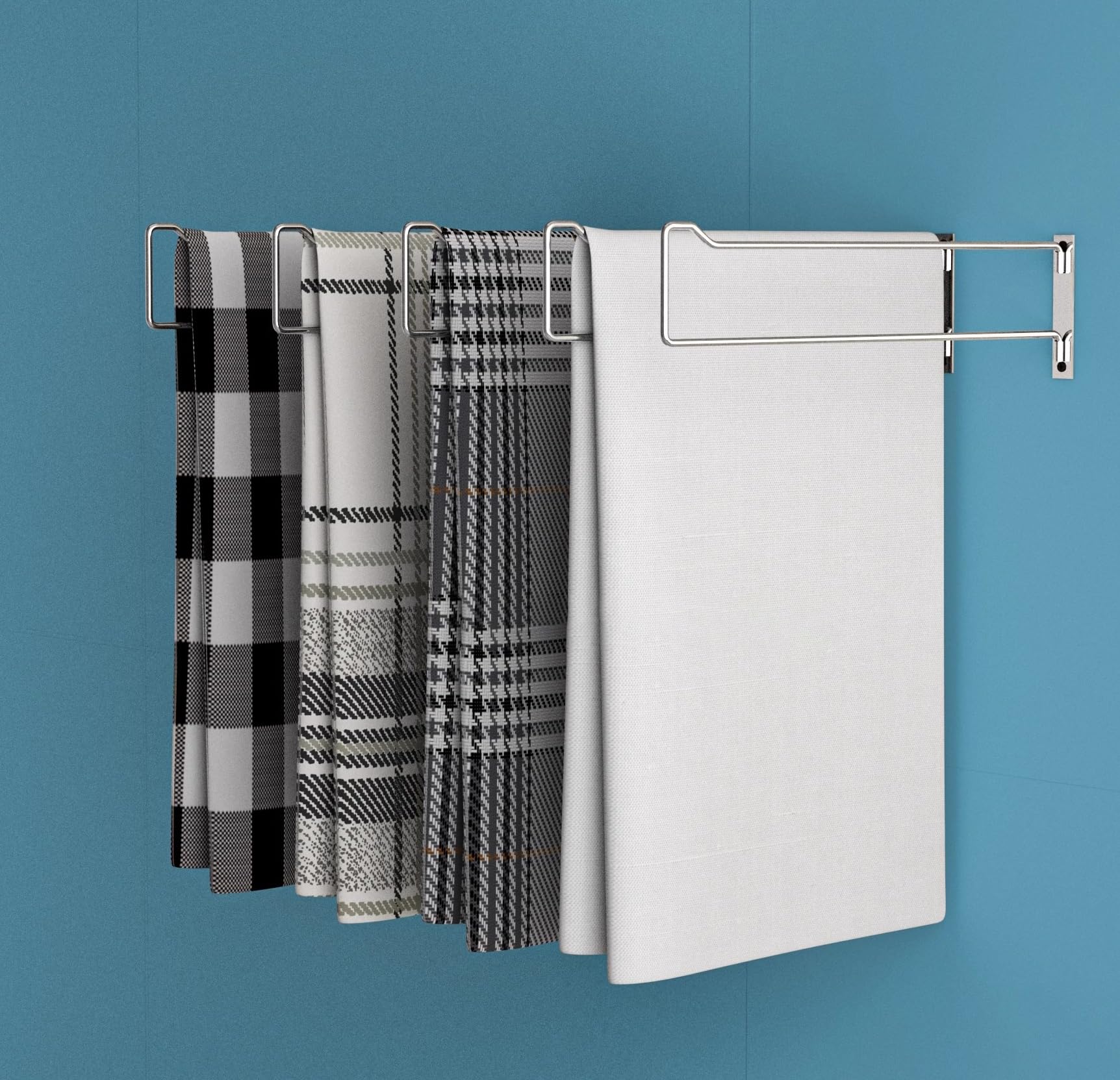 Perchero de Pared para Colgar Textiles, Estante Ajustable para exhibir colchas con Ganchos giratorios, Organizador de Armario de Metal para Mantas, Bufandas y Toalla,Set of 5-L- 53cm/20.8in