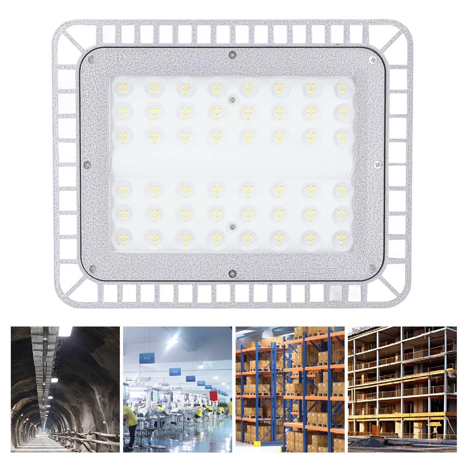 Rengue Światło Przeciwwybuchowe LED 100W 12000lm 5000K Oświetlenie Fabryki Przemysłowej | Gb Odporny na Eksplozję.Nieprzepuszczalny dla Pogody.Odlew aluminiowy.Żywotność 50 000 Godzin.Elastyczny montaż wspornika.