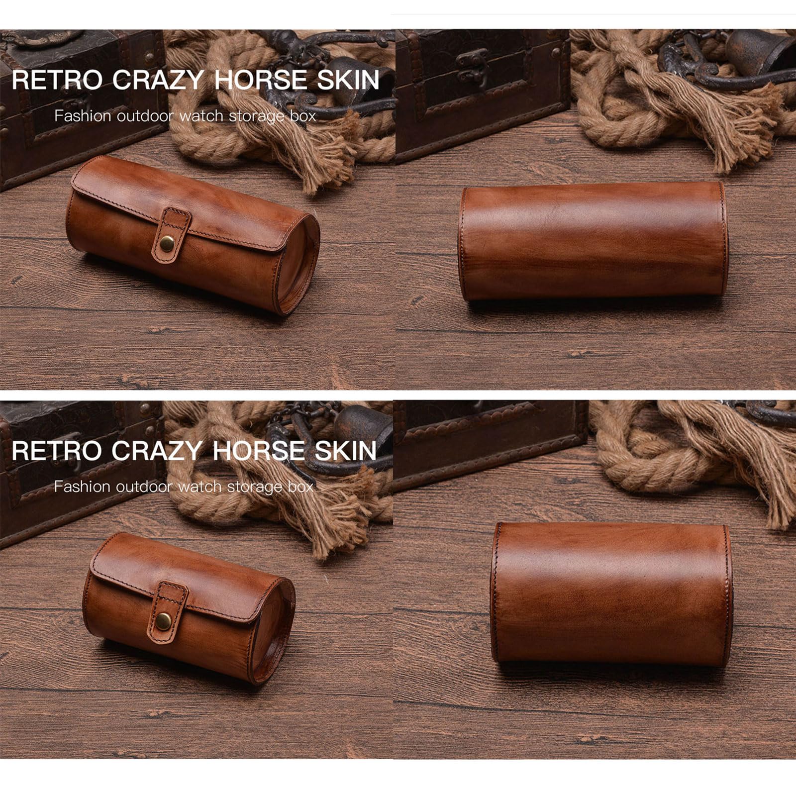 XJBTBA Rotolo per Orologi, custodie da Viaggio con Velluto di Lusso, Scatola Interna per Orologi, Multifunzionale, 2/3 Griglie, Pelle di Vacchetta Come descritto