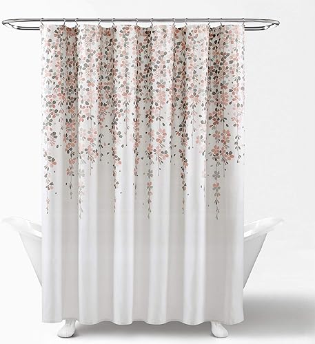 Miniatura 2 de Lush Decor Weeping Flower Shower Curtain, Blush & Gray