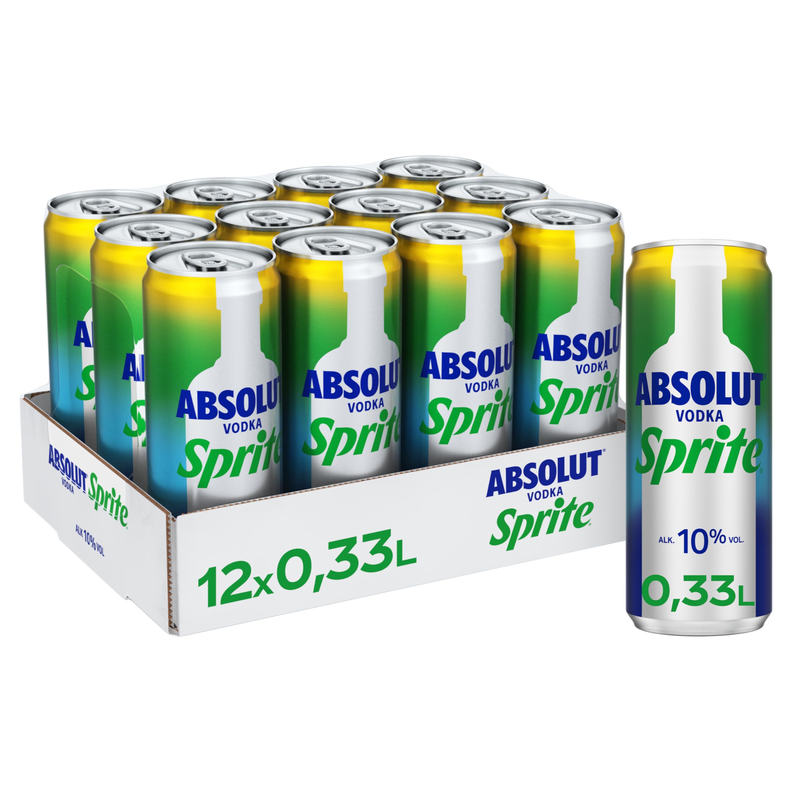 Absolut Vodka Sprite Zitrone-Limette - alkoholhaltiges Mixgetränk aus Wodka und erfrischendem Zitronen-Limetten-Geschmack in stylischen Einweg Dosen (12 x 250 ml)
