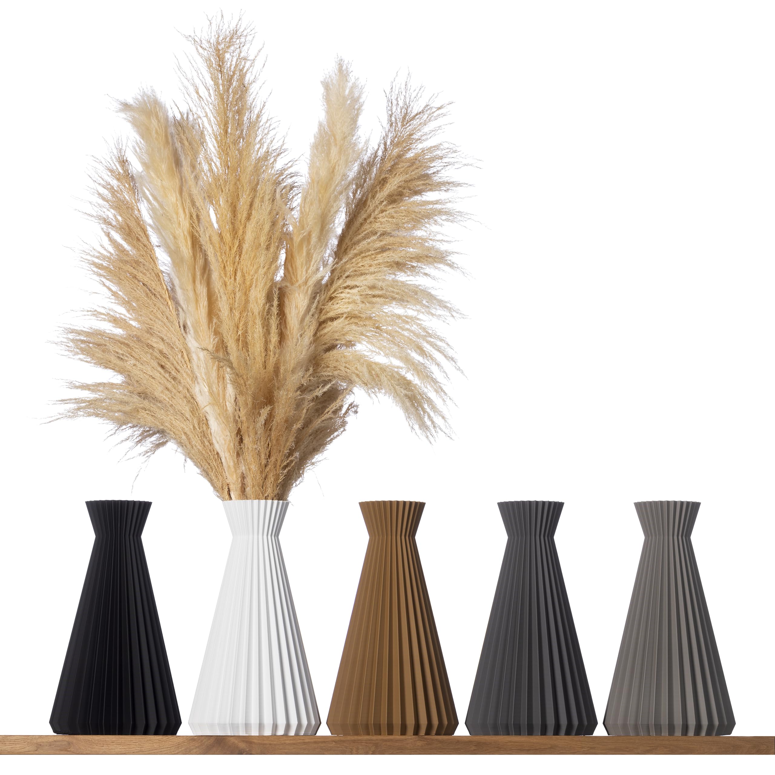 Dekovase Sana XL 38cm Bodenvase Deko Vase Pampasgras Trockenblumen (Weiß)
