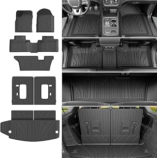 xipoqix 7 Seats Floor Mat Cargo Mat Compatible with 2016-2026 Dodge Durango | Backrest Mat Floor Liner Replacement for 2016-2026 Dodge Durango Accessories (Trunk Mat+3rd Backrest Mat+7 Seats Floor Mat)