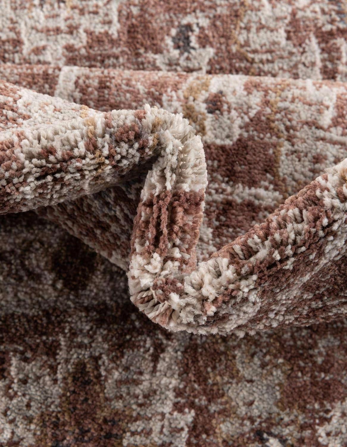 Unique Loom Eco Traditional Collection Area Rug - Coherance (Round 3' 3" x 3' 3", Dusty Rose/Ivory)