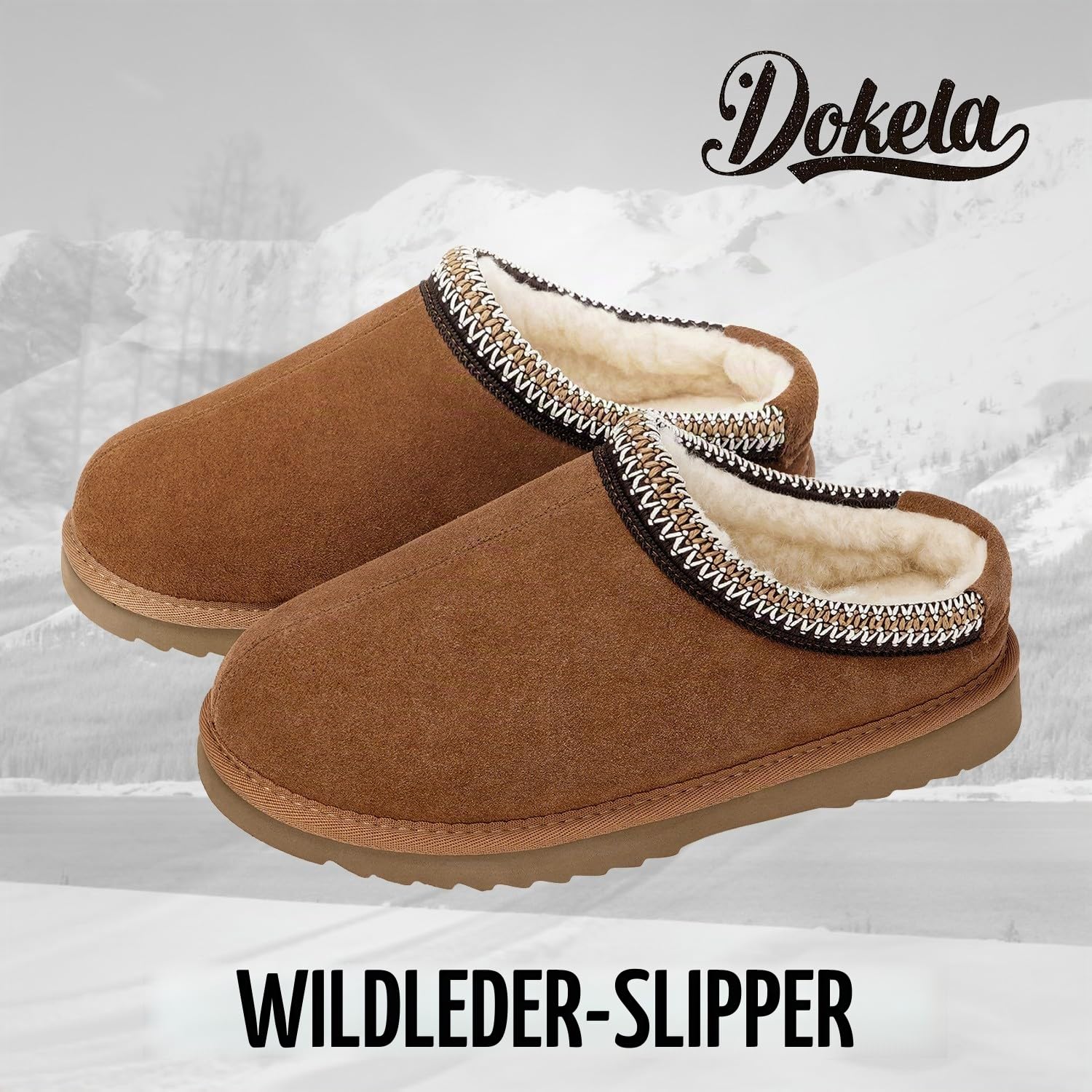 Dokela Hausschuhe Damen Winter Herren Pantoffeln Warm Gefüttert | Lined Clogs,Mini Stiefel,Rutschfeste,Weichem Futter,Leicht Slipper,für drinnen und draußen