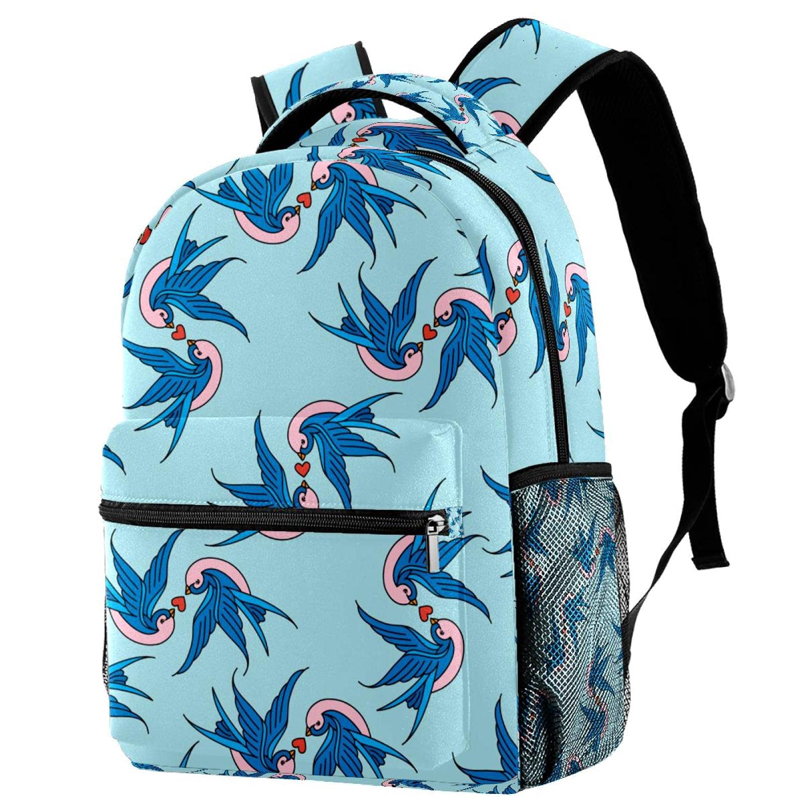 Sac à dos d'école multicolore mixte style décontracté imprimé oiseaux - 7