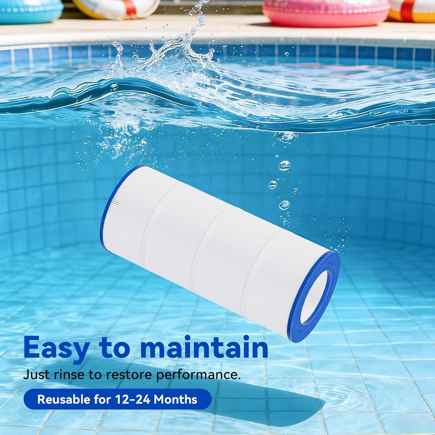 CC100 Pool Filter Cartridge, Compatible with CC100, Clean & Clear CCRP100, R173215, Predator-100, Posi-Clear PXCRP 100, PAP100, C-9410,FC-0686, 100 Sq. Ft, Heavy Duty 5 Oz+ Trilobal Fabric