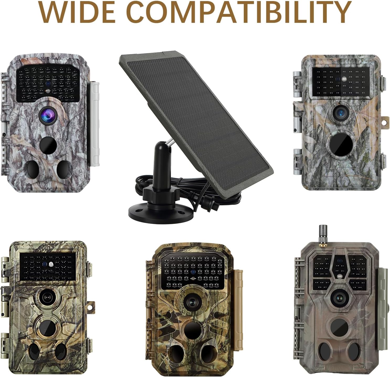 Trail Camera Solar Panel Solar Charger Kit with Built-in 5200mAH Rechargeable Lithium Battery with 6V 9V 12V Solar Panel for Trail Camera with IP65 Waterproof Hunting Accessory