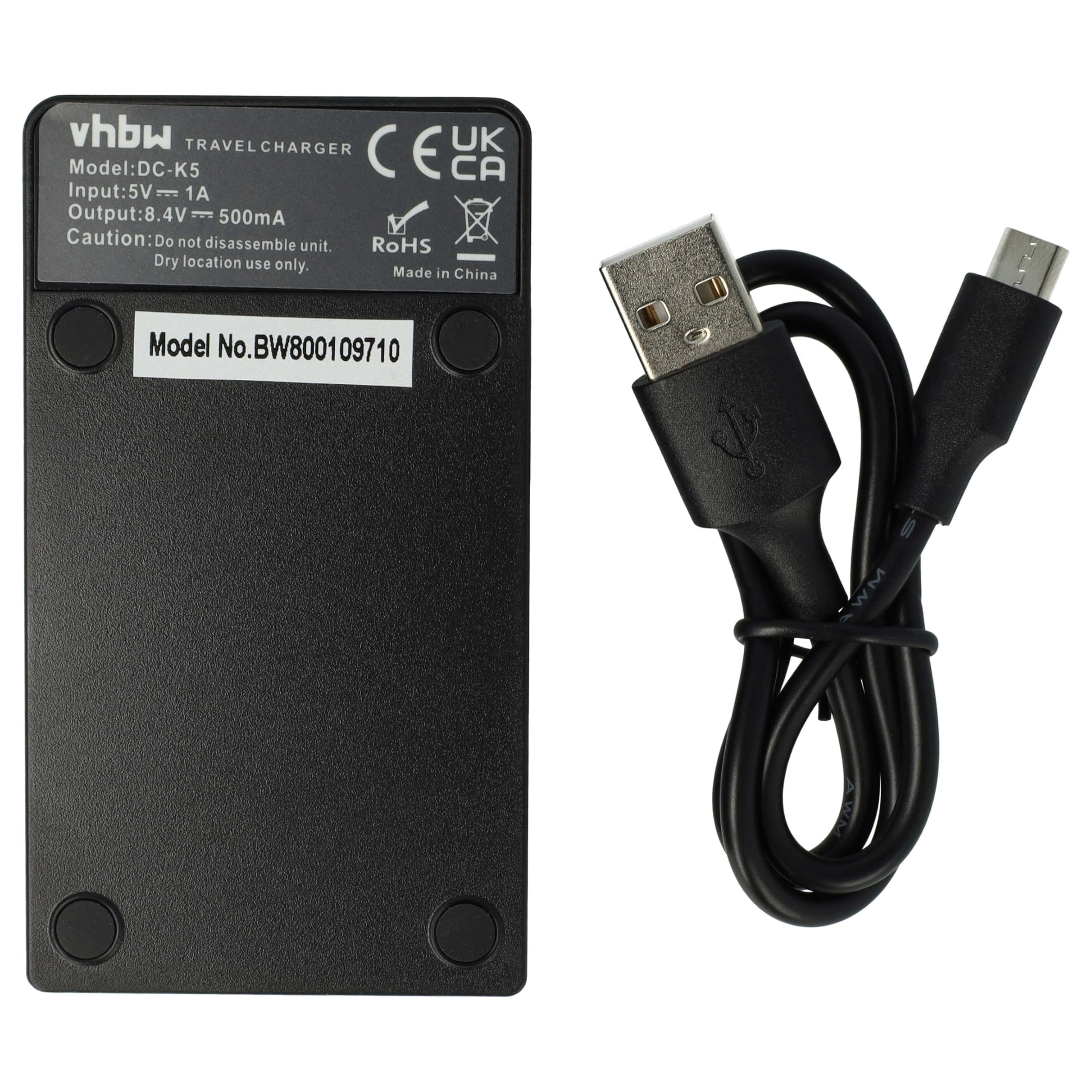 vhbw Cargador de batería USB Compatible con Sony Handycam DCR-HC3, DCR-HC30, DCR-HC30E, DCR-HC32, DCR-HC32E, DCR-HC35, DCR-HC35E