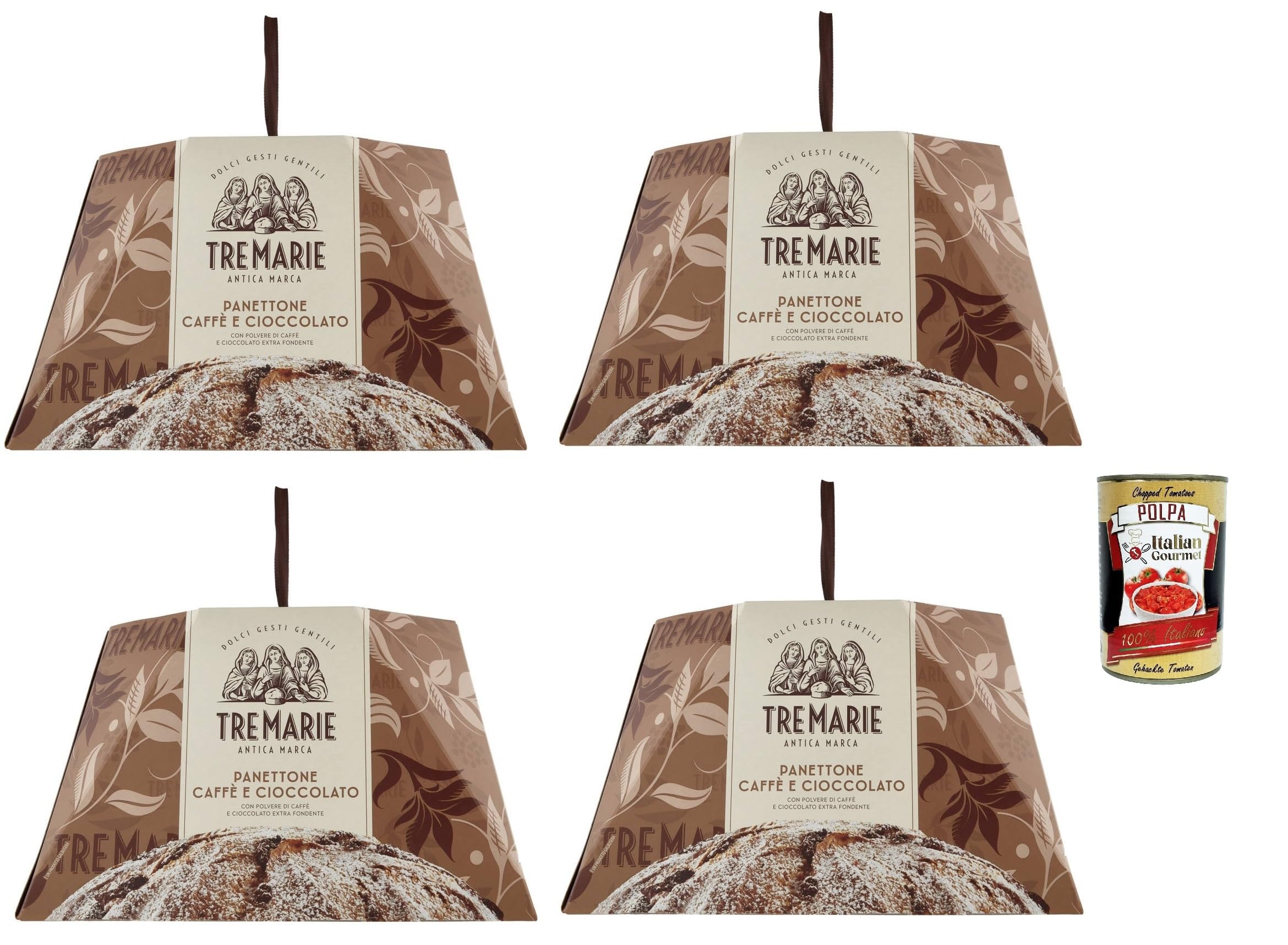 Italian Gourmet Panettone Caffè e Cioccolato natalizio Geschenkbox 4 x 930g