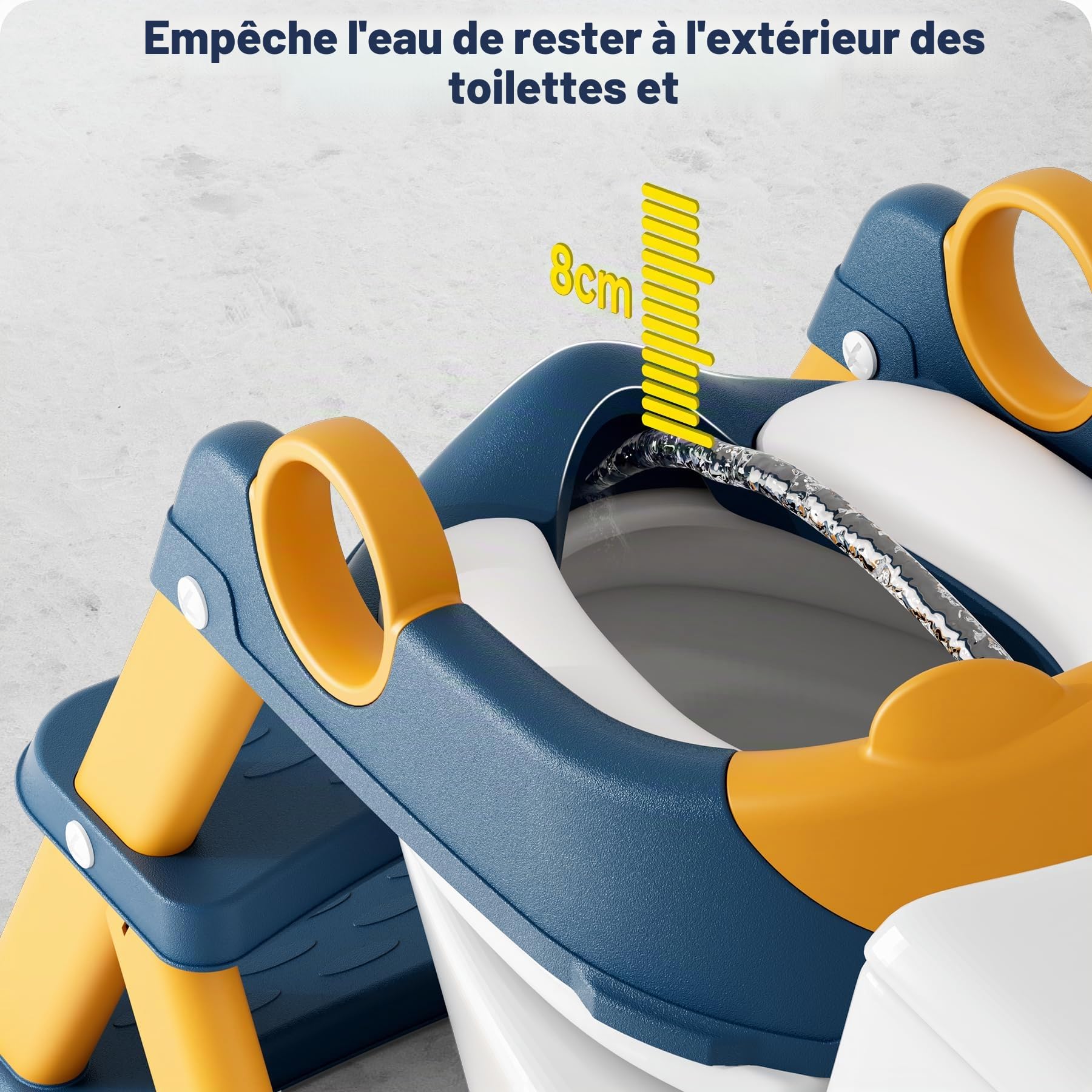 Reducteur Toilette Enfant, Siège de Toilette pour Enfants Garçons et Filles, 2 en 1 Rehausseur Filles Garçons, Coussin Non-éclaboussures et Antidérapant, Tabouret d'escalier