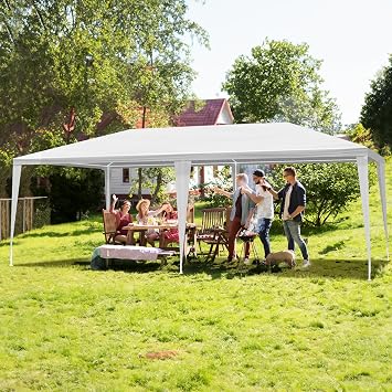 Party Tent, Tents for Parties, Outdoor Wedding Tent Birthday Tent Event Tent Patio Gazebo Carport Canopy Shade, Canopy Tent with Removable Sidewalls & Transparent Window 10'x20'/0 Sidewalls White