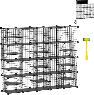 Wire Cube Storage Organizer, 20 Cubes Converted into 23 Cubes, Sturdy Metal Grids Storage Shelf Closet Shelving Units and Storage, Shelves for Bedroom LIvingroom Office