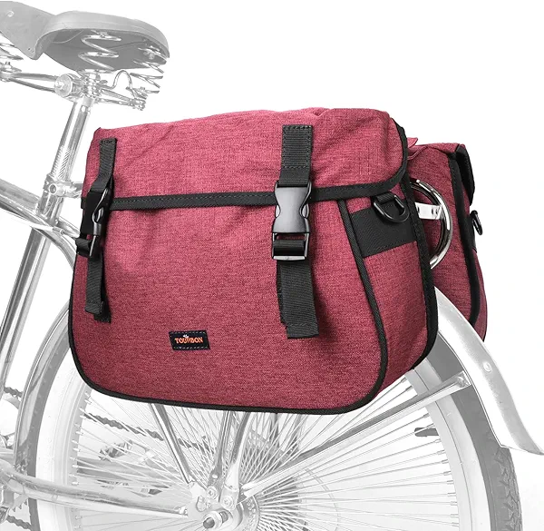 TOURBON Nylon Double Pannier Shoulder Bags Bicycle Rear Rack Trunk Motorcycle Tail Seat Bag (Purple)