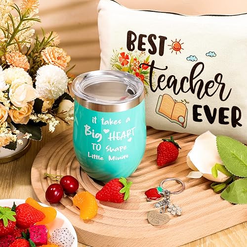 Miniatura 2 de Baderke Juego de 12 piezas de regalo de agradecimiento para profesores, 4 vasos para profesores, 4 bolsas de maquillaje, 4 llaveros, regalos de