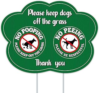 WhatSign No Dog Poop Signs No Peeing Dog Signs for Yard Keep Dogs Off Grass Signs 12"x16" Please Be Respectful Dog Yard Signs with Stake No Pooping No Peeing Dog Signs for Yard Garden Lawn Outdoor