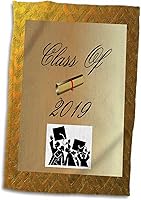 Vista 1 de 3dRose Imagen de Chevron de Oro con Clase de 2019 y Graduados - Toallas (twl-308058-1)