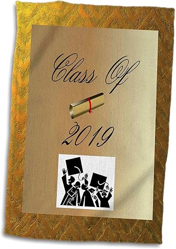 3dRose Imagen de Chevron de Oro con Clase de 2019 y Graduados - Toallas (twl-308058-1)