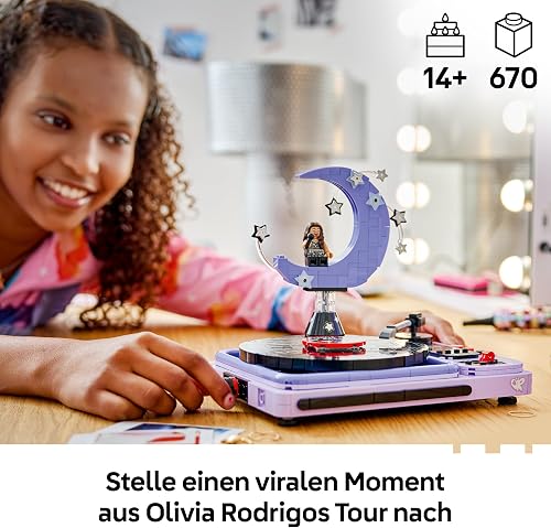 LEGO Editions La Lune de Concert d’Olivia Rodrigo - Maquette de Platine avec Vinyle & Minifigurine - Décoration de Chambre d'enfant - Cadeau sur la Musique pour Fille Ado dès 14 Ans ou Fan 43029 - 2