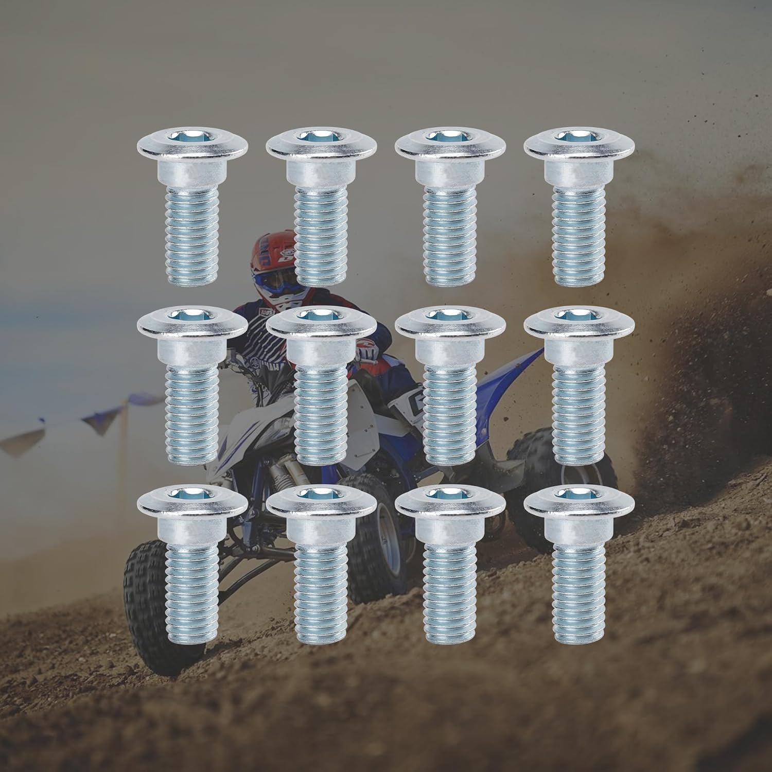 12PCS Wheel Disc Stud Screw Bolts Compatible with Yamaha Raptor 700 700R, YFZ450, YFZ450R, YFZ450X, M8 x 1.25 Screws Rear Rotor ATV Brake Disc M8 Bolts
