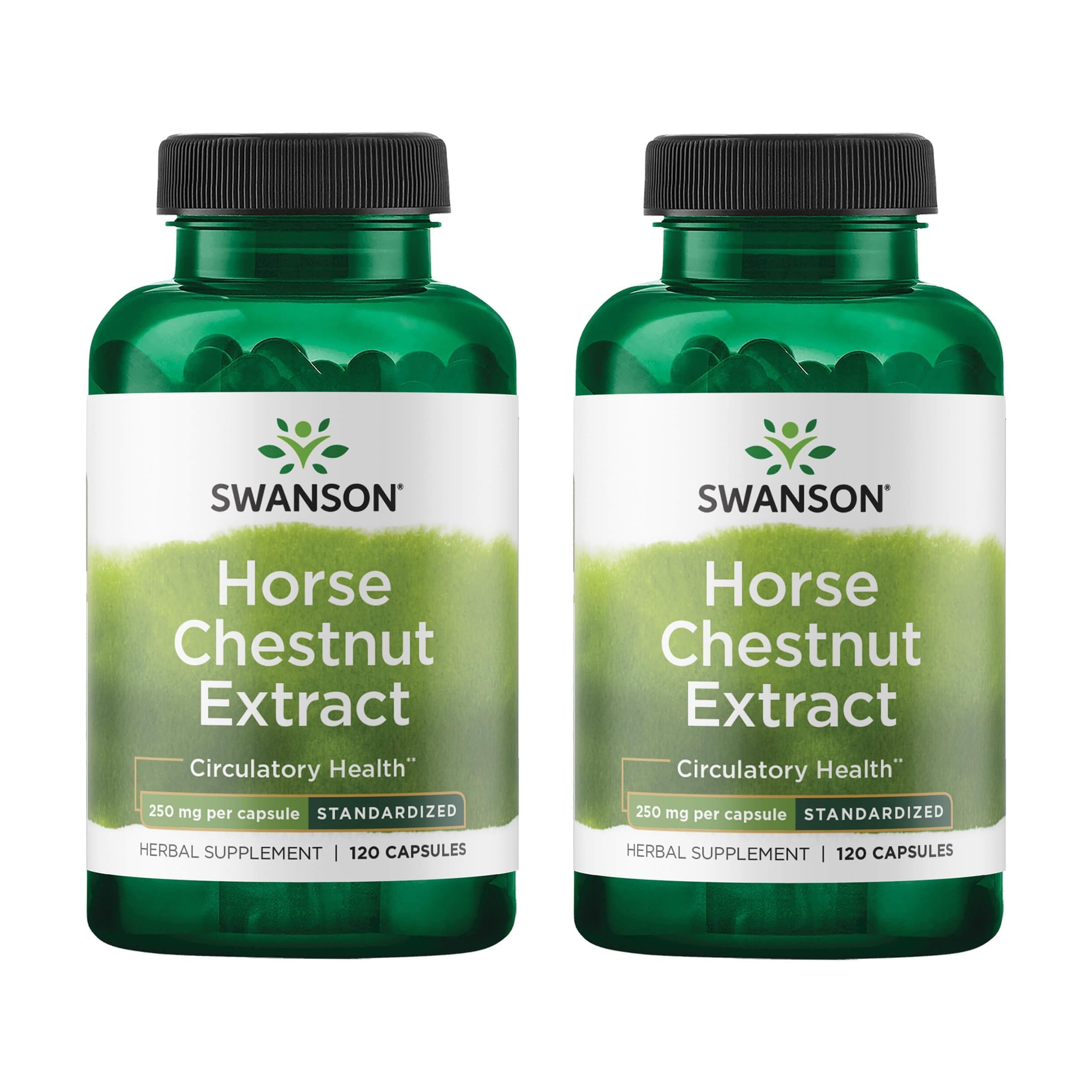 Swanson Horse Chestnut 22% Aescin (Standardized) 250 Milligrams 120 Capsules (2 Pack) 120 Count (Pack of 2)