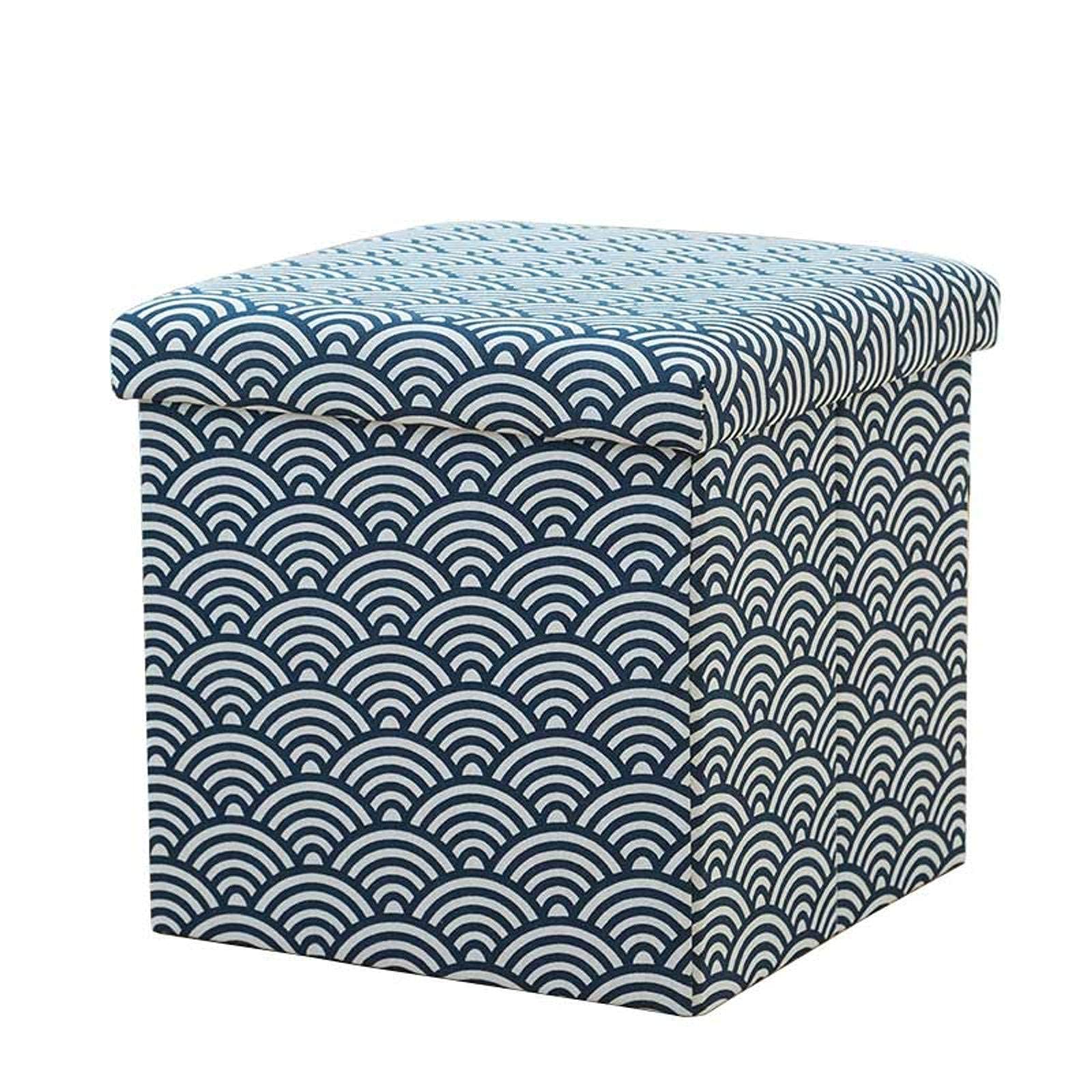 Boîte de rangement pliante avec assise rembourrée en lin gain de place