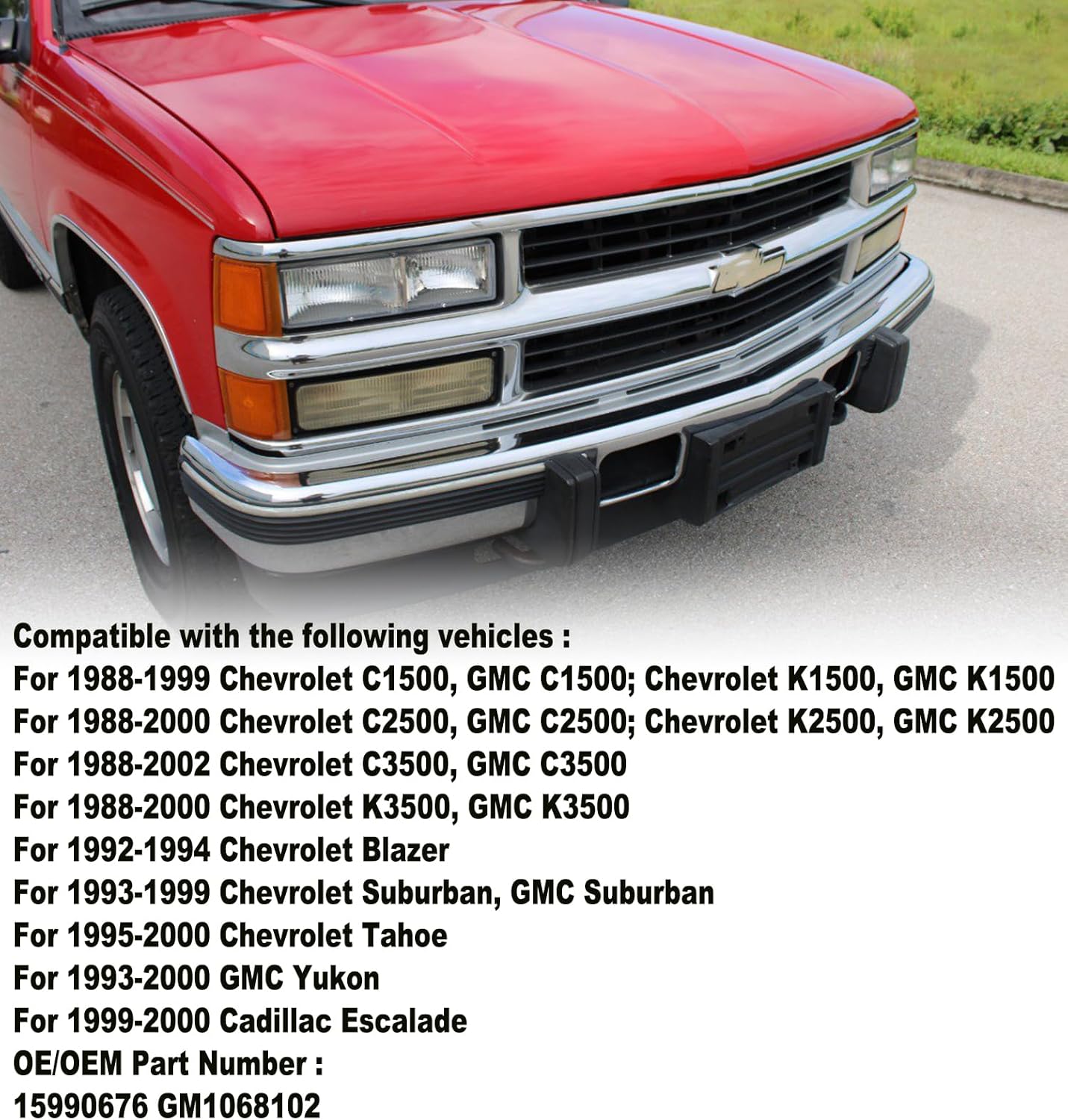 Front License Plate Frame for 1988-2000 Chevy Silverado GMC Sierra C/K 1500 2500 3500 Blazer Suburban Tahoe Yukon Front Bumper License Plate Holder Mounting Bracket Replace # 15990676 GM1068102 68184