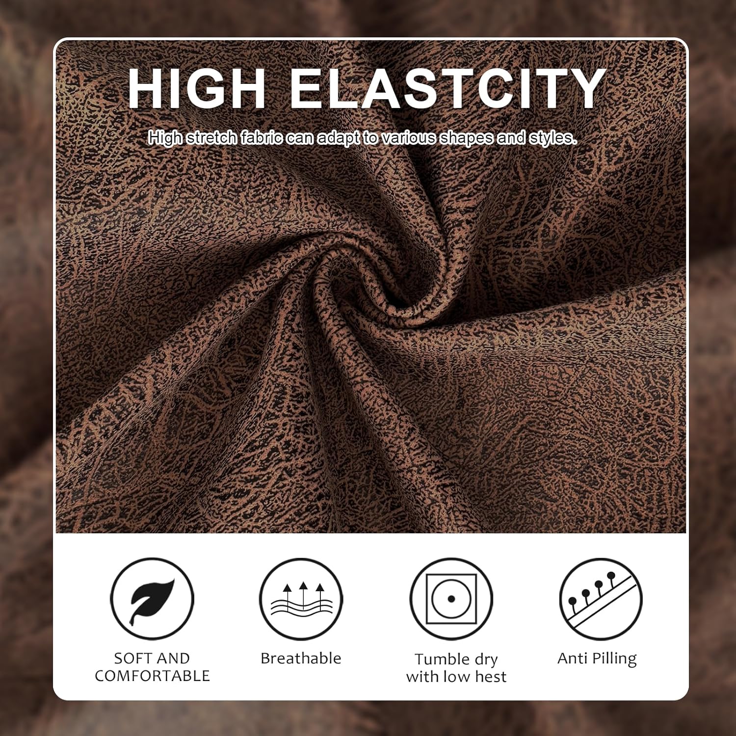 molasofa Leather Like Couch Cushion Covers Sofa Slipcovers Sets Couches Furniture Protector Covers for Sectional Armchair Loveseat Stretch Spandex Fabric, Machine Washable (3 Cushion Sofa, Brown)