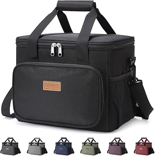 Lifewit 15L Large Insulated Lunch Bag for Adults - 24 Can Cooler Tote, Leakproof, Thermal, Black