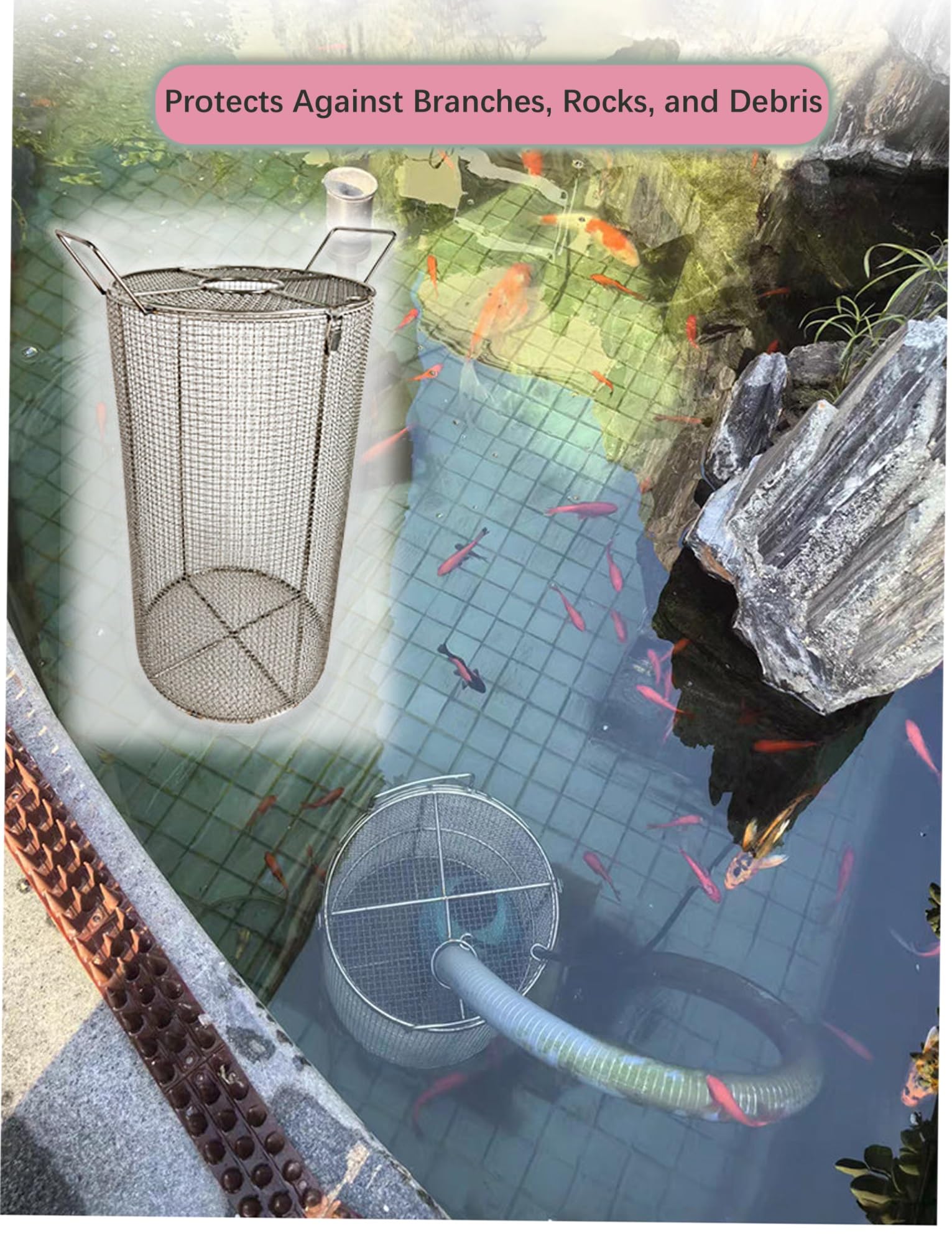 Protector de bomba de malla ultrafina de acero inoxidable, pantalla de filtro sumergible y protector para pozos, estanques, aguas residuales y tanques sépticos, diseño que no se obstruye