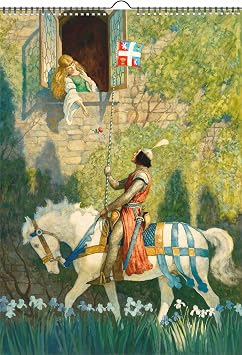 2026 Wall Calendar [12 pages 8"x12"] KNIGHT AND LADY Vintage Fantasy Book Illustrations by Newell Wyeth