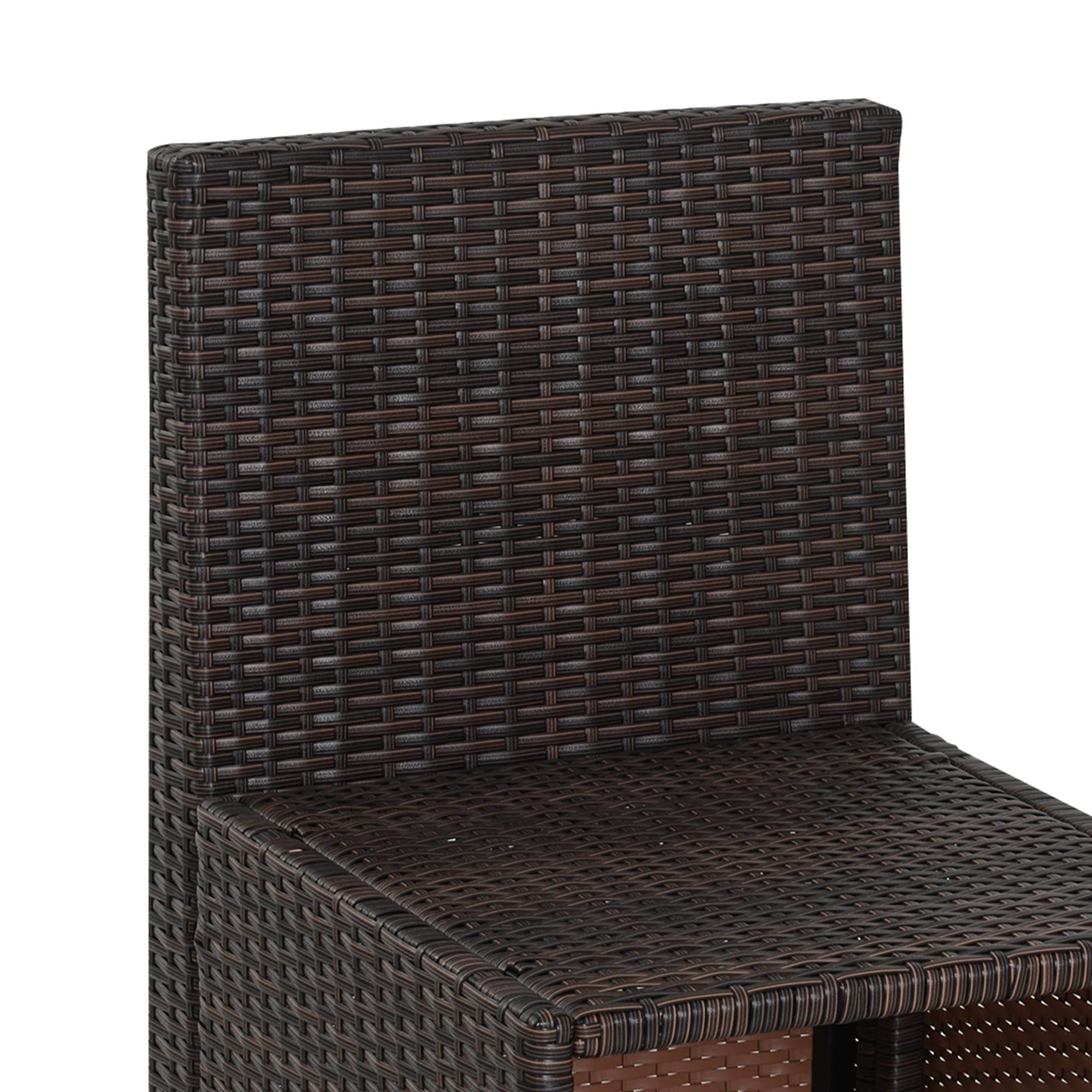 Outsunny Ensemble Salon de Jardin encastrable 4 chaises monoblocs avec Coussins déhoussables et Table résine tressée Chocolat