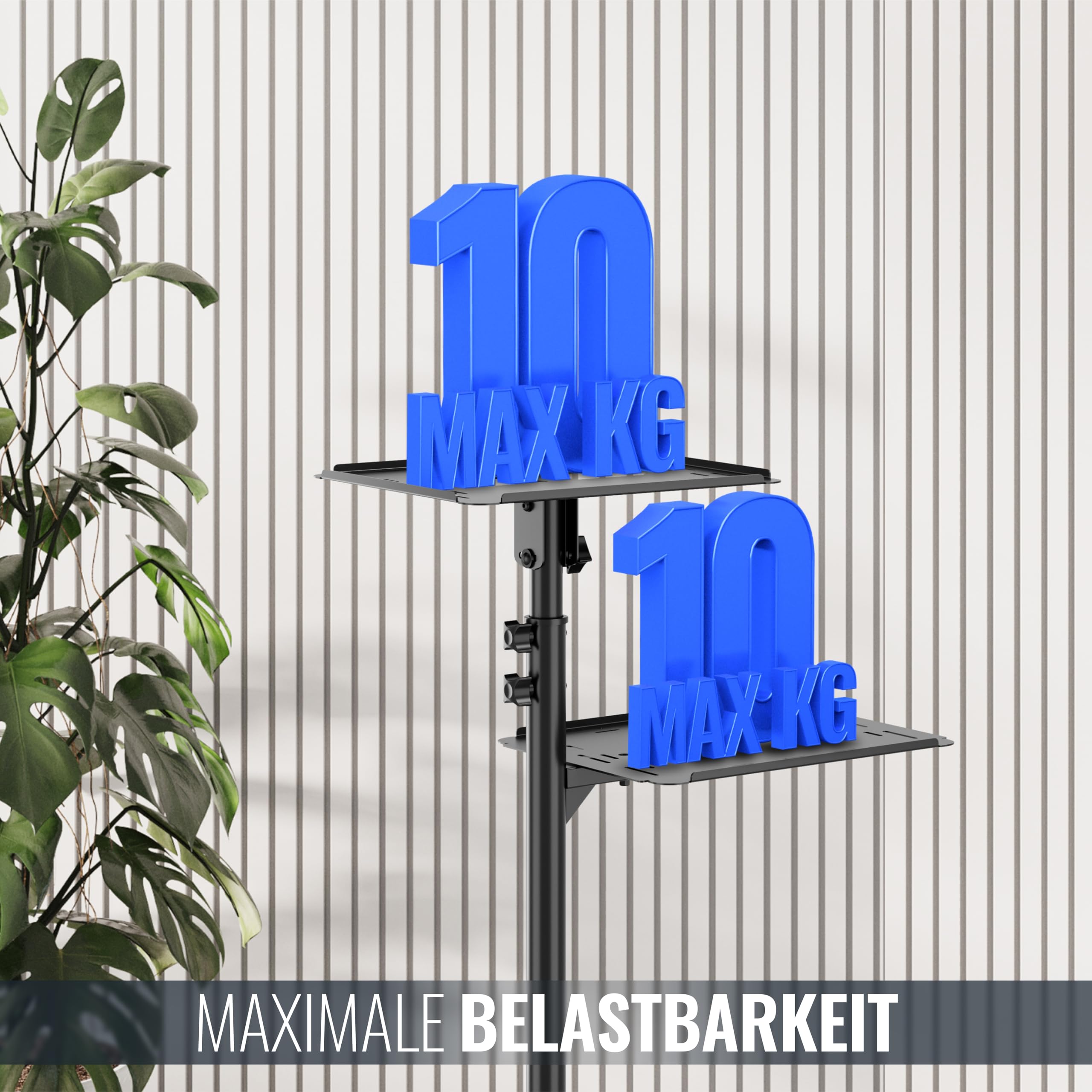 RICOO Beamer Ständer Stativ mit Rollen Höhenverstellbar CZ0800 Ständer für Projektoren Beamerständer Standfuß bis 10 Kg je Ablage Regal Laptoptisch Mobile Notebook Halterung Stand
