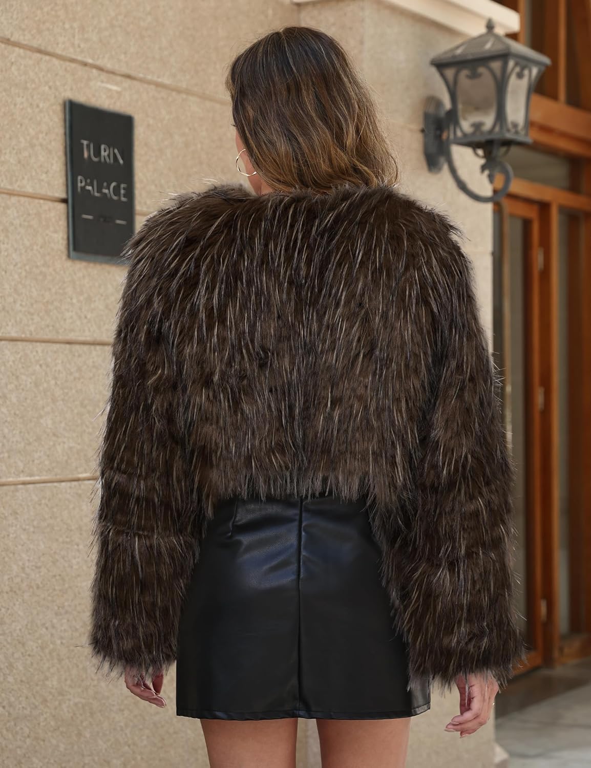 Womens Faux Fur Cropped Coats Fuzzy Long Sleeve Winter Jacket Open Front Cardigan Top Fluffy Warm Outwear - Image 6