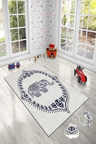 Miniatura 2 de LaModaHome Alfombra antideslizante  Alfombra de elefante blanco, suave, lavable a máquina, para dormitorio, interior y exterior, alfombra de baño