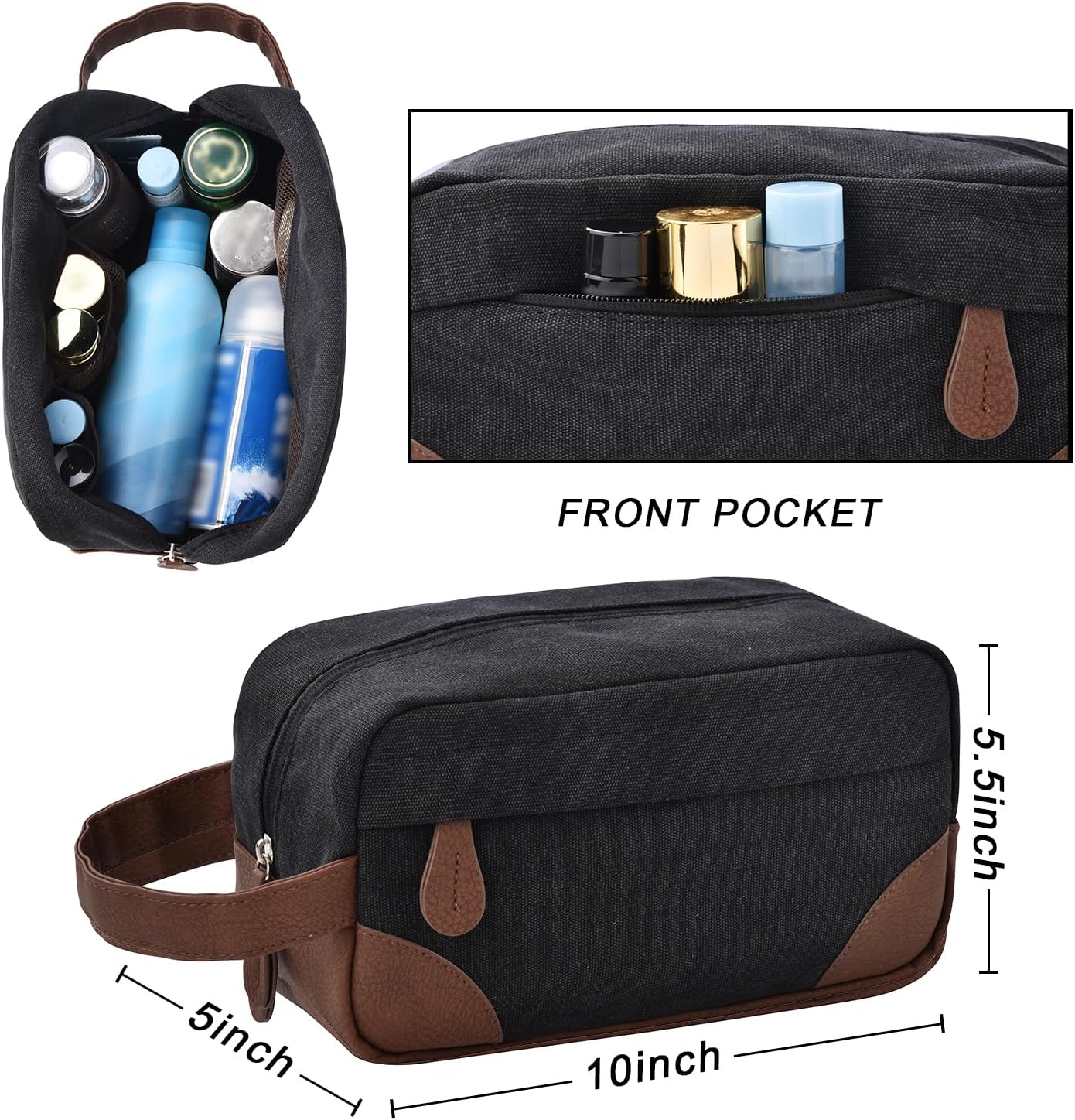 Litvyak Duffle Bag for Travel, 50L Canvas Travel Duffel Bags Overnight Weekend Gym Carry On Luggage Bag for Men & Women(Black+Toiletry Bag) - Image 7