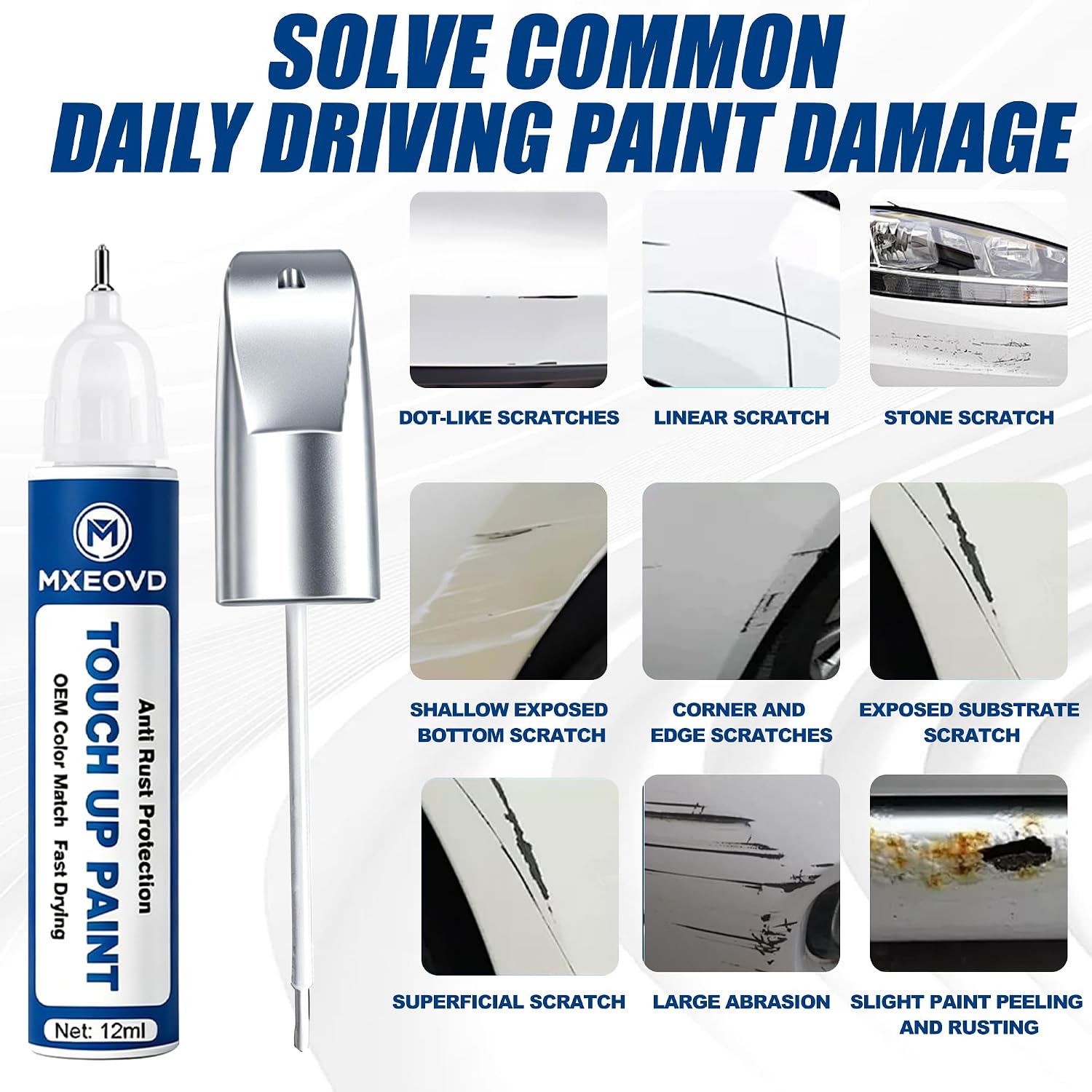 Brilliant Silver Metallic K23 Touch Up Paint Compatible with Nissan, All in One Car Scratch Repair Kit with Primer Putty & Clear Coat, Complete Sanding Tools Set for Scratches Chips Nicks