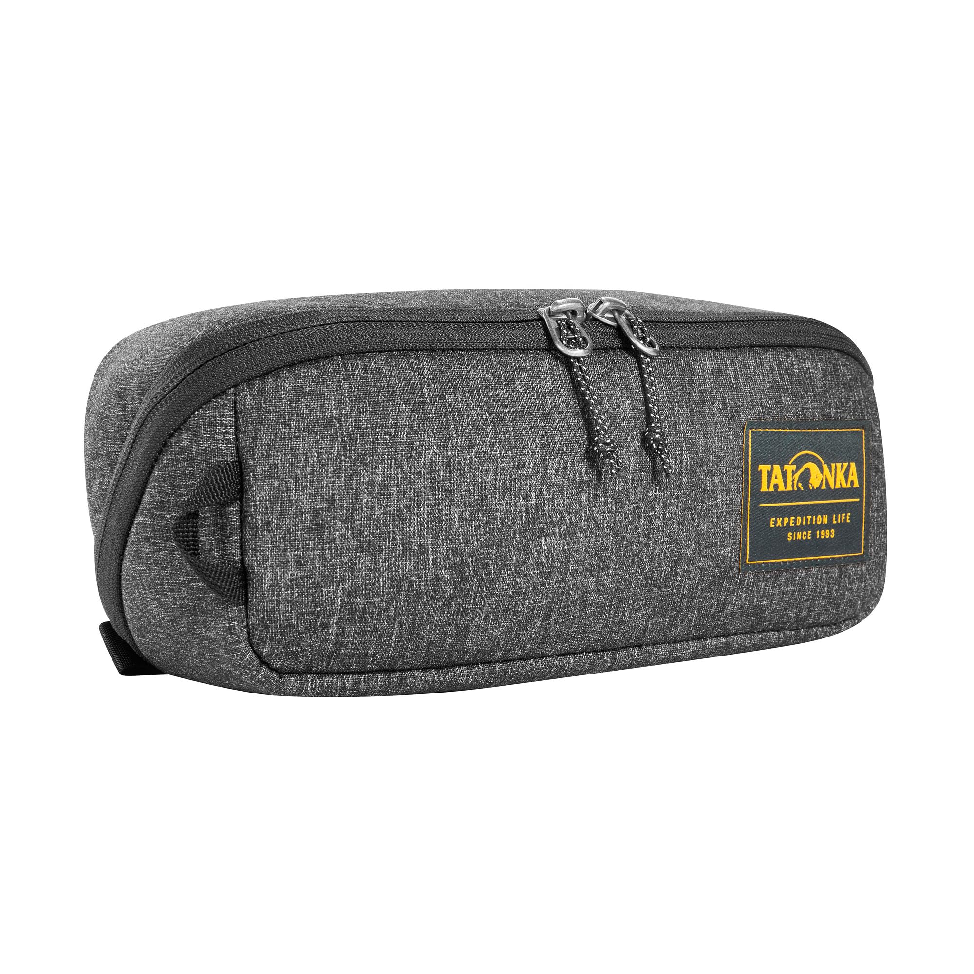 Tatonka Square Zip Pouch M (2L) – Foldable Wash Bag with 2 Mesh Pockets with Zip, PFC/PFC/PFAS Free, 10 x 25 x 9 cm, Black/White, 10 x 25 x 9 cm, Hinged Wash Bag
