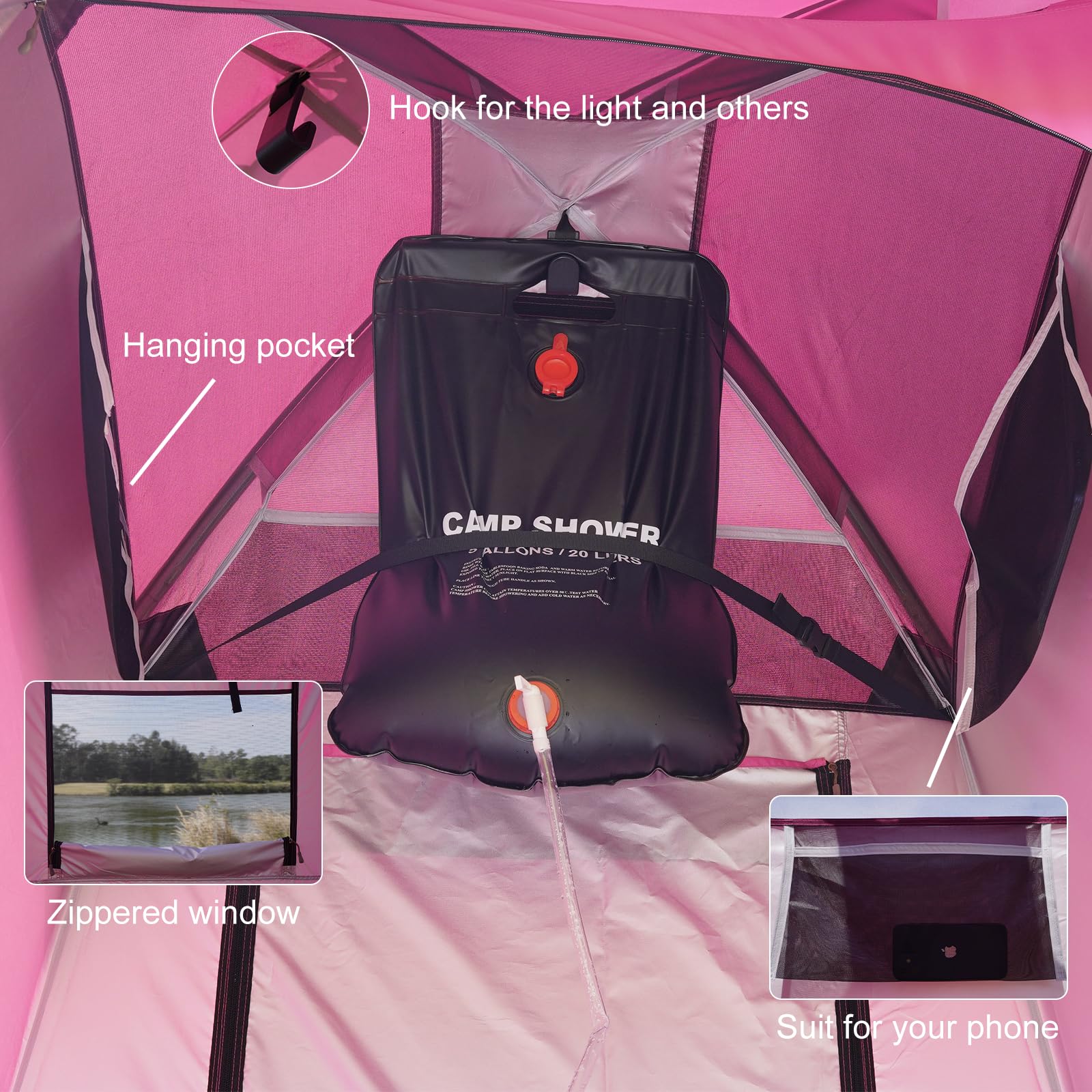 Vidalido Camping Duschzelt Sichtschutz Zelt Tragbare Outdoor-Duschen Zelte für Camping mit Boden, Camping Sichtschutz Unterstände Badezimmer Toilettenzelt